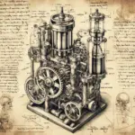 Bild eines fiktiven Silberwassergenerator im Stil von Da Vinci